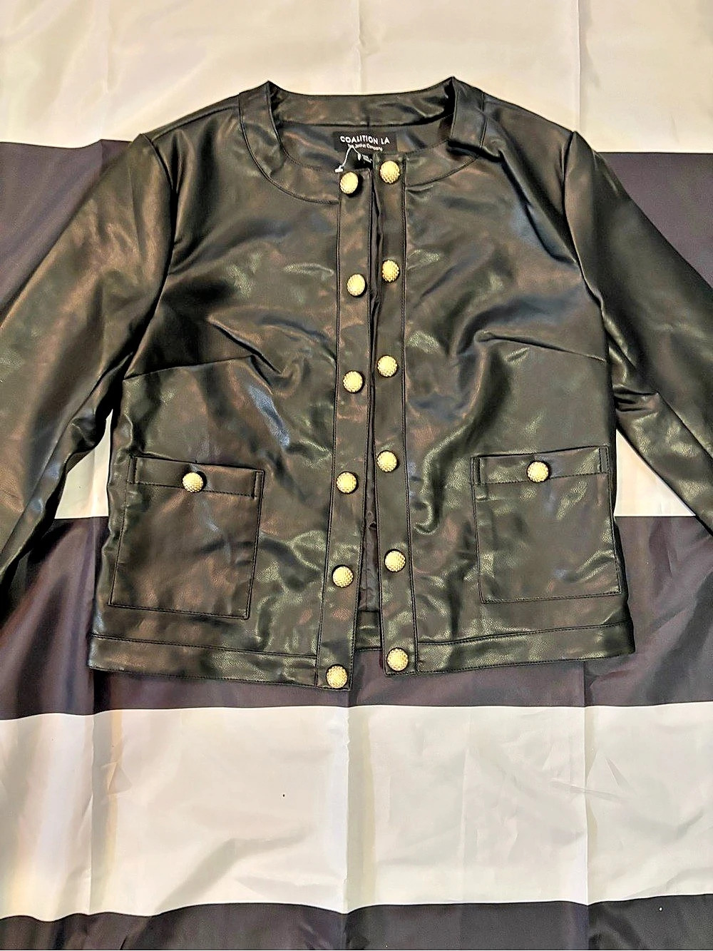 LA Coalition Black Button-Front Jacket Like New